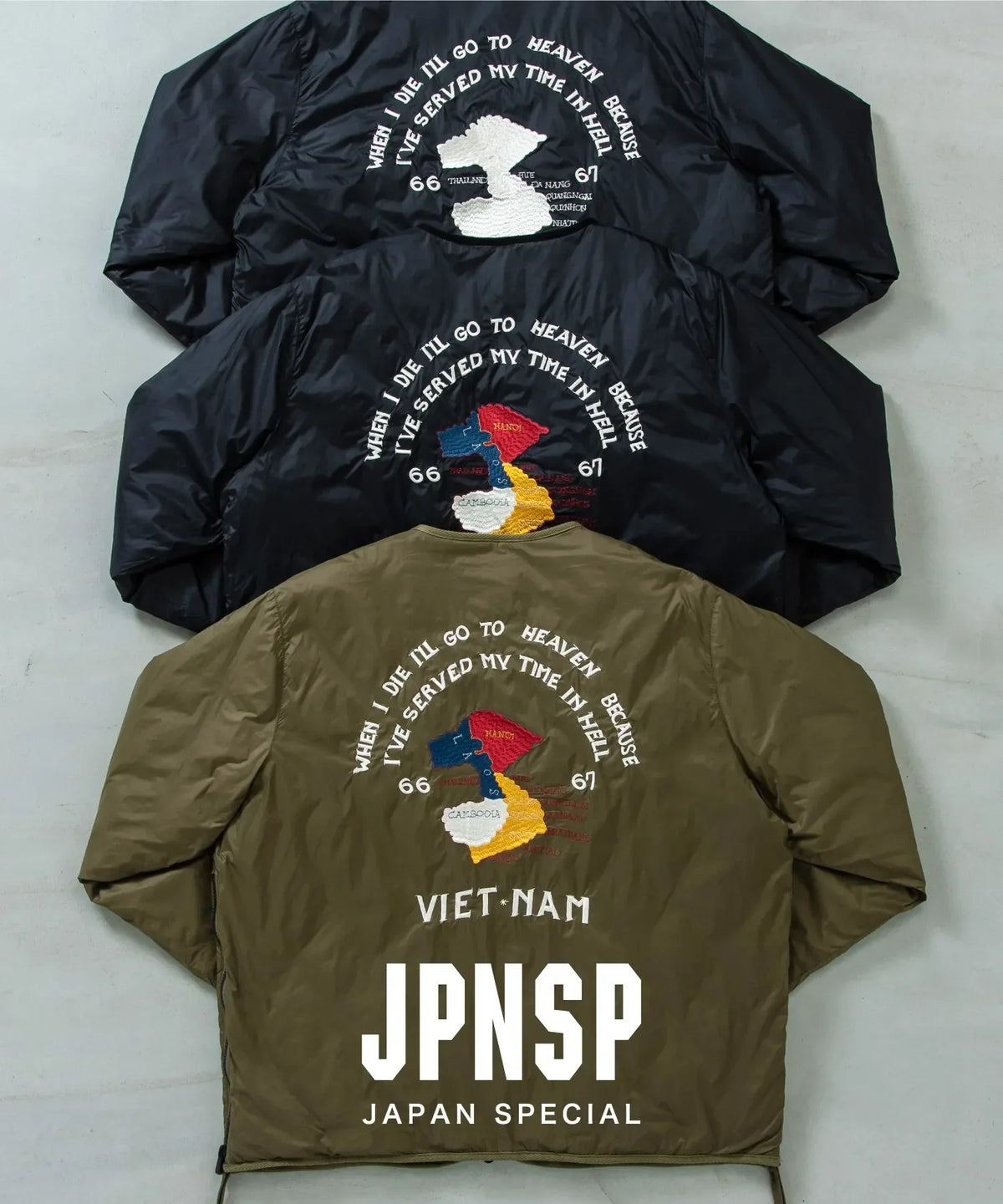 日本限定 雙面穿越南刺繡羽絨外套（越戰夾克風）