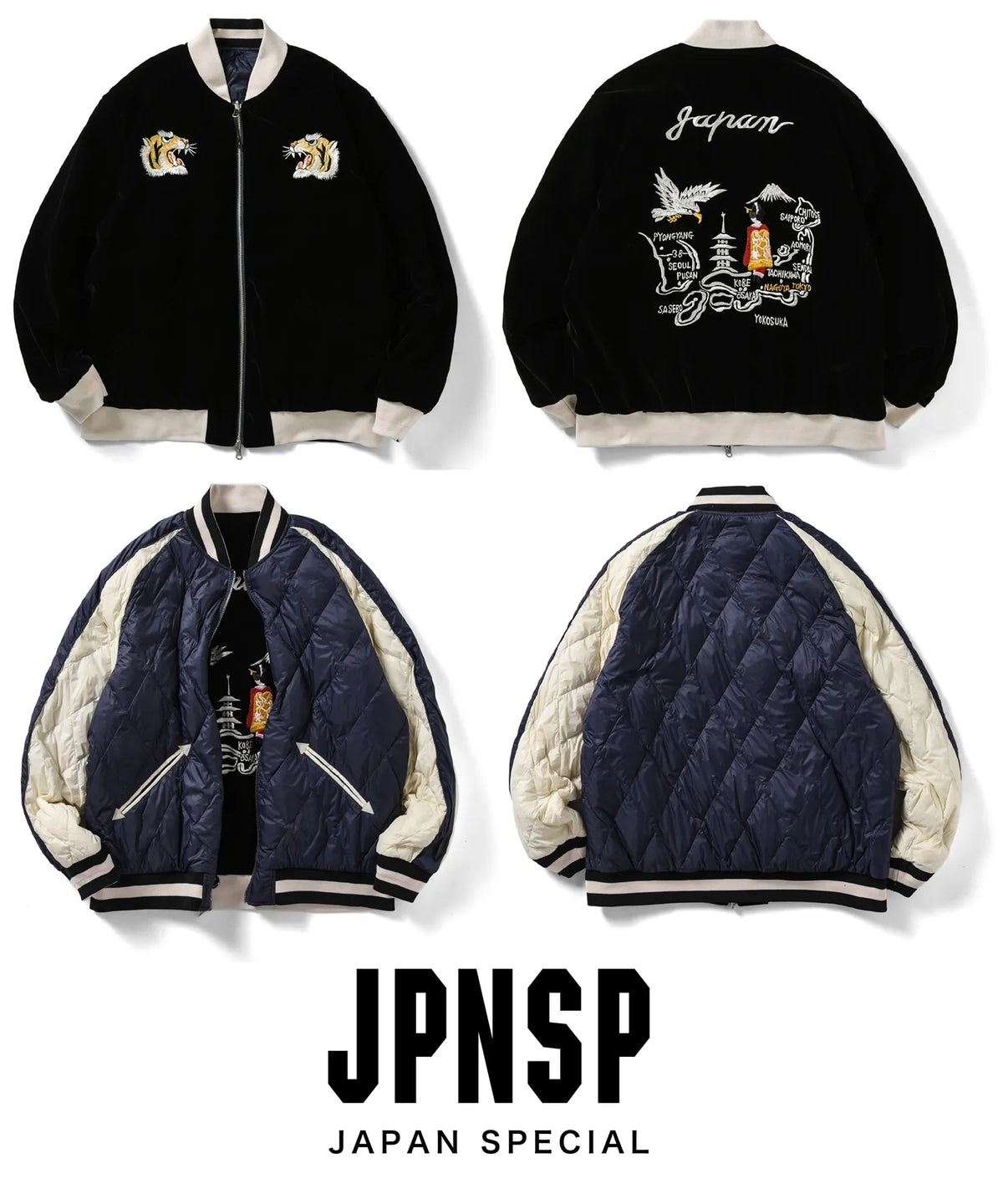 日本限定 雙面穿橫須賀刺繡羽絨外套