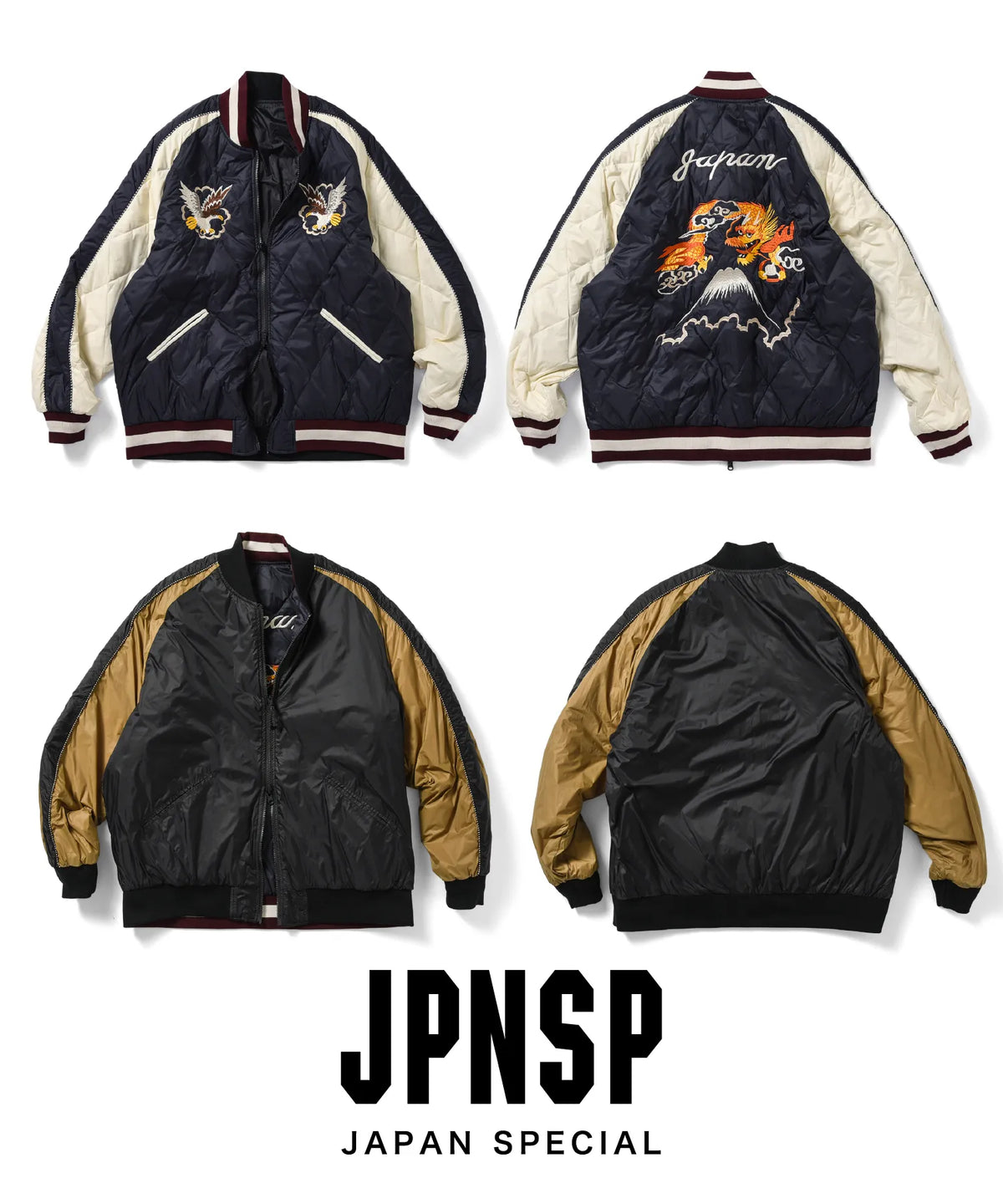 日本限定 雙面穿橫須賀刺繡羽絨外套
