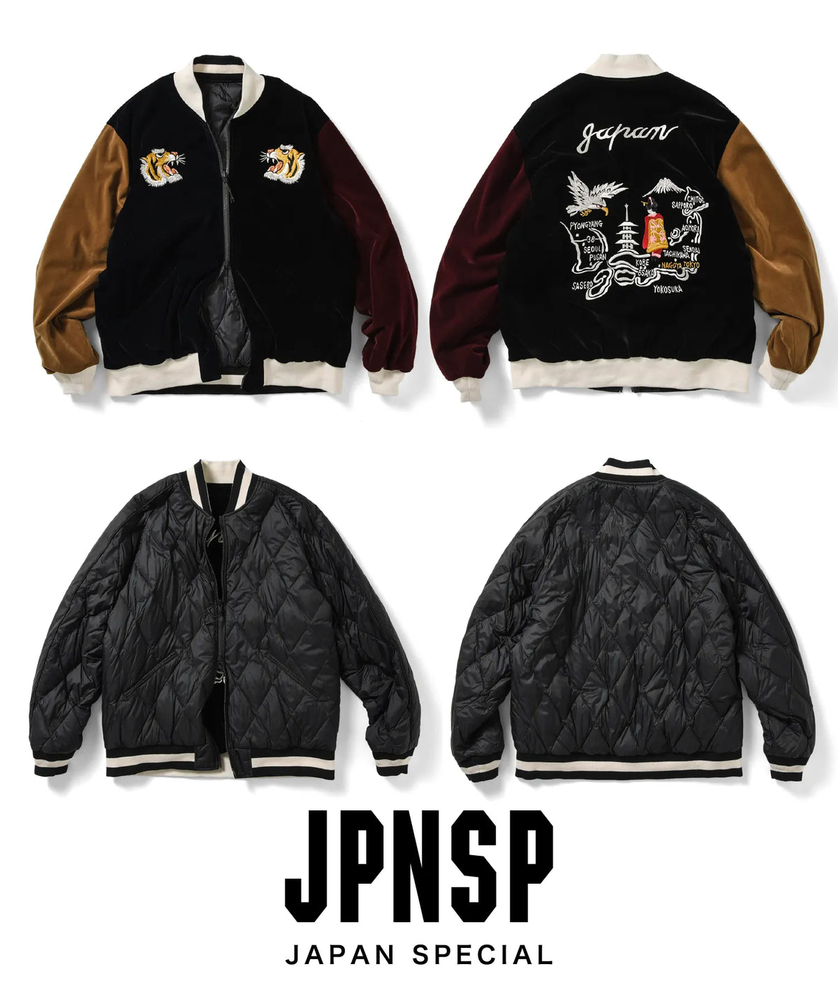 日本限定 雙面穿橫須賀刺繡羽絨外套
